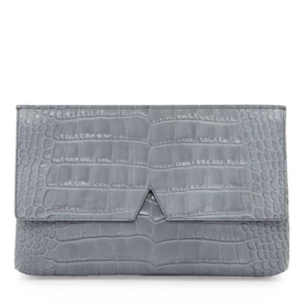 Vince Crocodile Embossed Medium Clutch